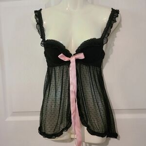 Elegant Black and Pink Lace Babydoll
